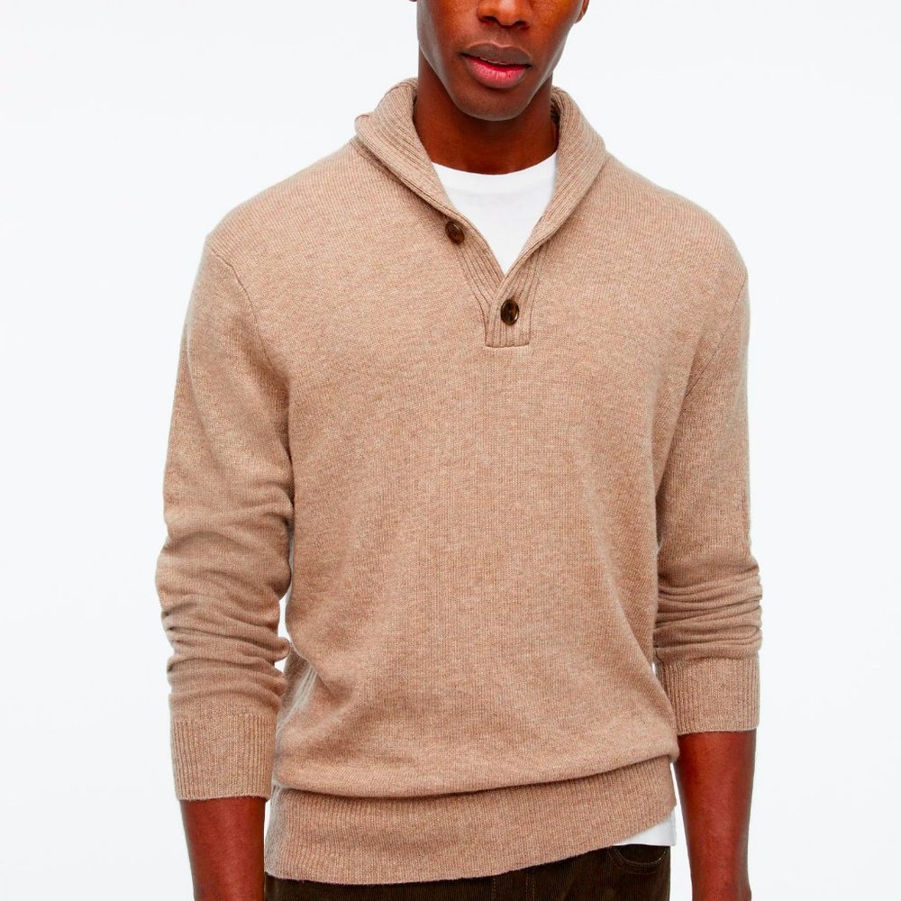 J. Crew Beige Mock Neck Button Sweater